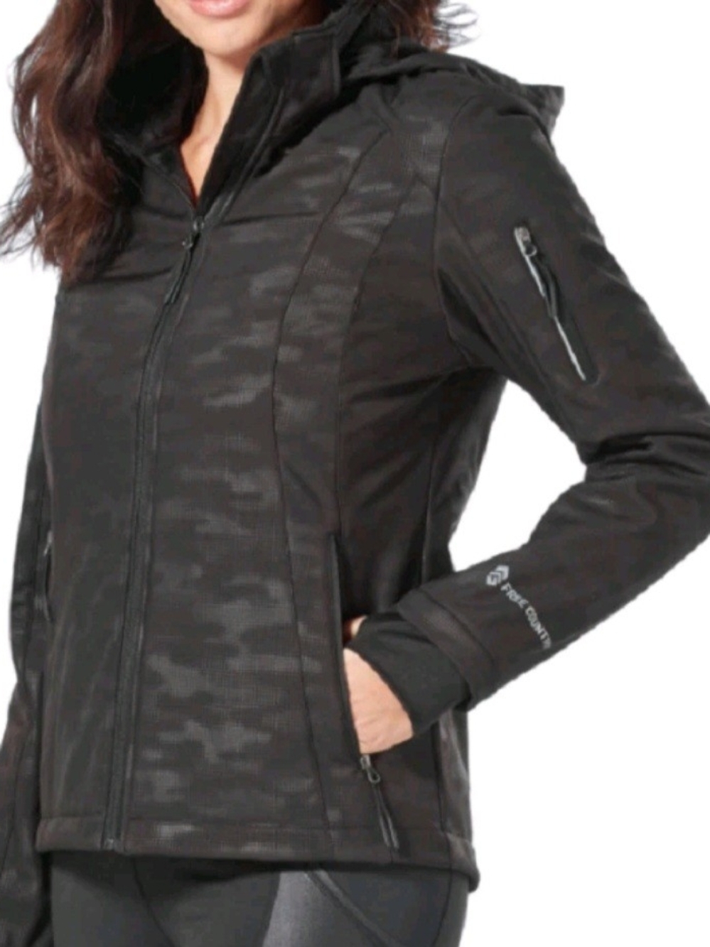 Free Country Black Hooded Utility Softshell Jacket